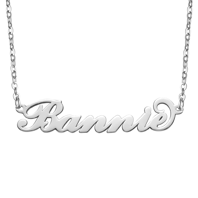 Gnoce "Never Change the Love for You" Personalized Carrie Silver Name Necklace_1