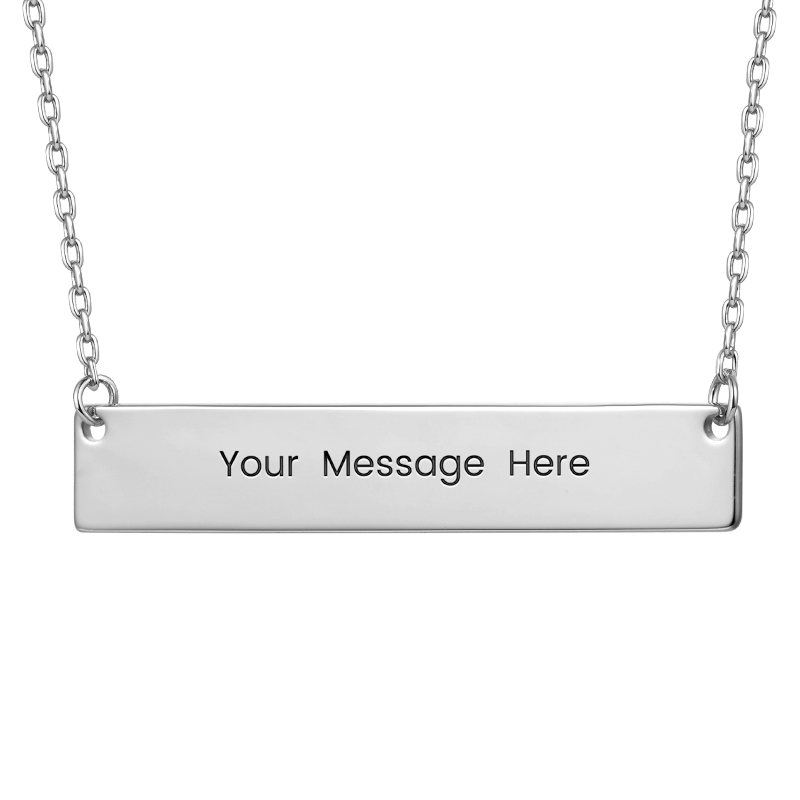 Gnoce "Speak Out Your Love" Made of 925Lead-free ECO Copper Can Easily Engrave with Your Name, or A Word That Inspires You ,Silver Engravable Bar Necklace_1
