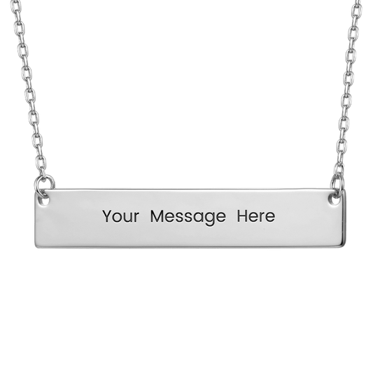 Gnoce "Speak Out Your Love" Made of 925Lead-free ECO Copper Can Easily Engrave with Your Name, or A Word That Inspires You ,Silver Engravable Bar Necklace_1