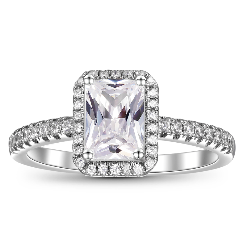 Gnoce Rectangular-cut Promise Ring Platinum-plated Silver Blend_1
