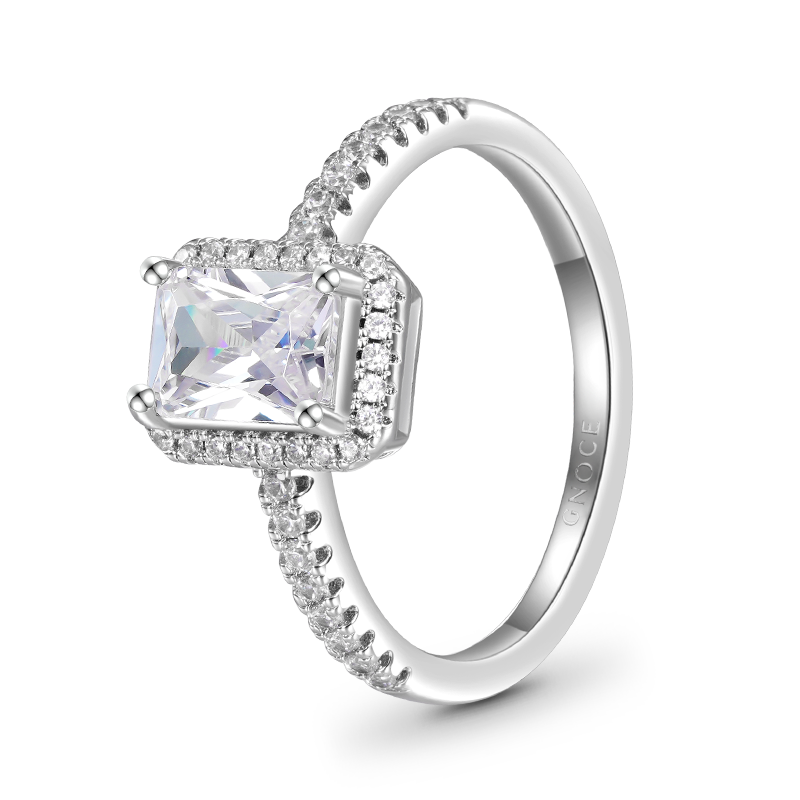 Gnoce Rectangular-cut Promise Ring Platinum-plated Silver Blend_2