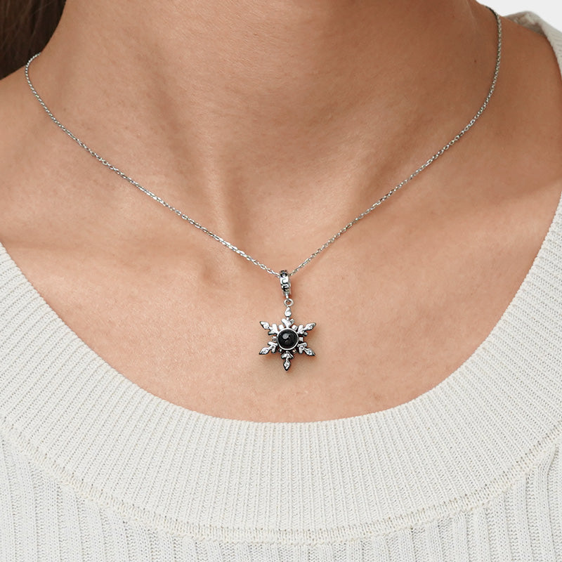 Gnoce Projection Snowflake Personalized Photo Charm Platinum-plated Silver Blend_6