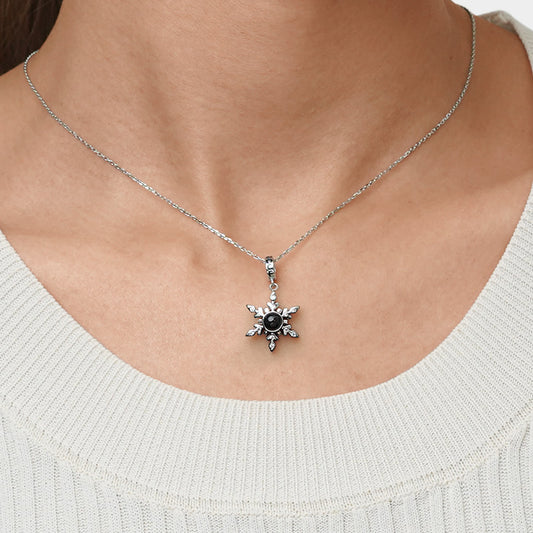 Gnoce Projection Snowflake Personalized Photo Charm Platinum-plated Silver Blend_6