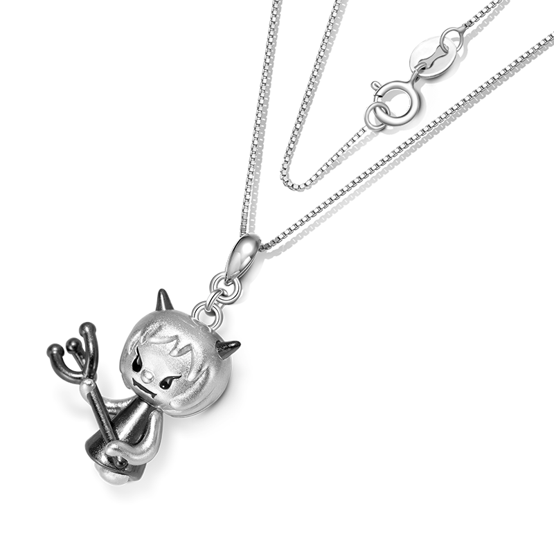 Gnoce Little Devil Necklace Platinum-plated Silver Blend_2