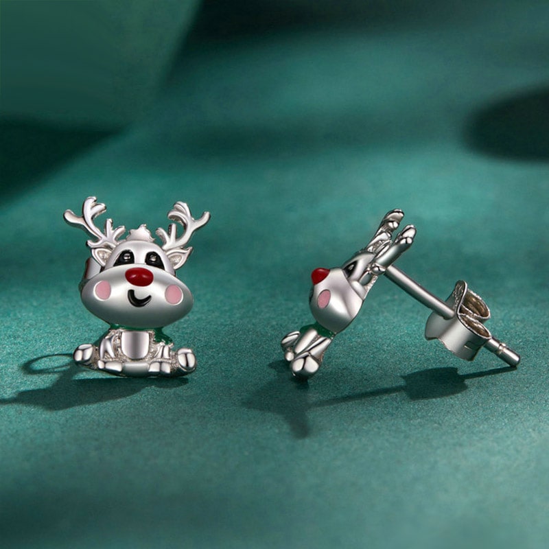 Gnoce Christmas Elk Stud Earrings_2