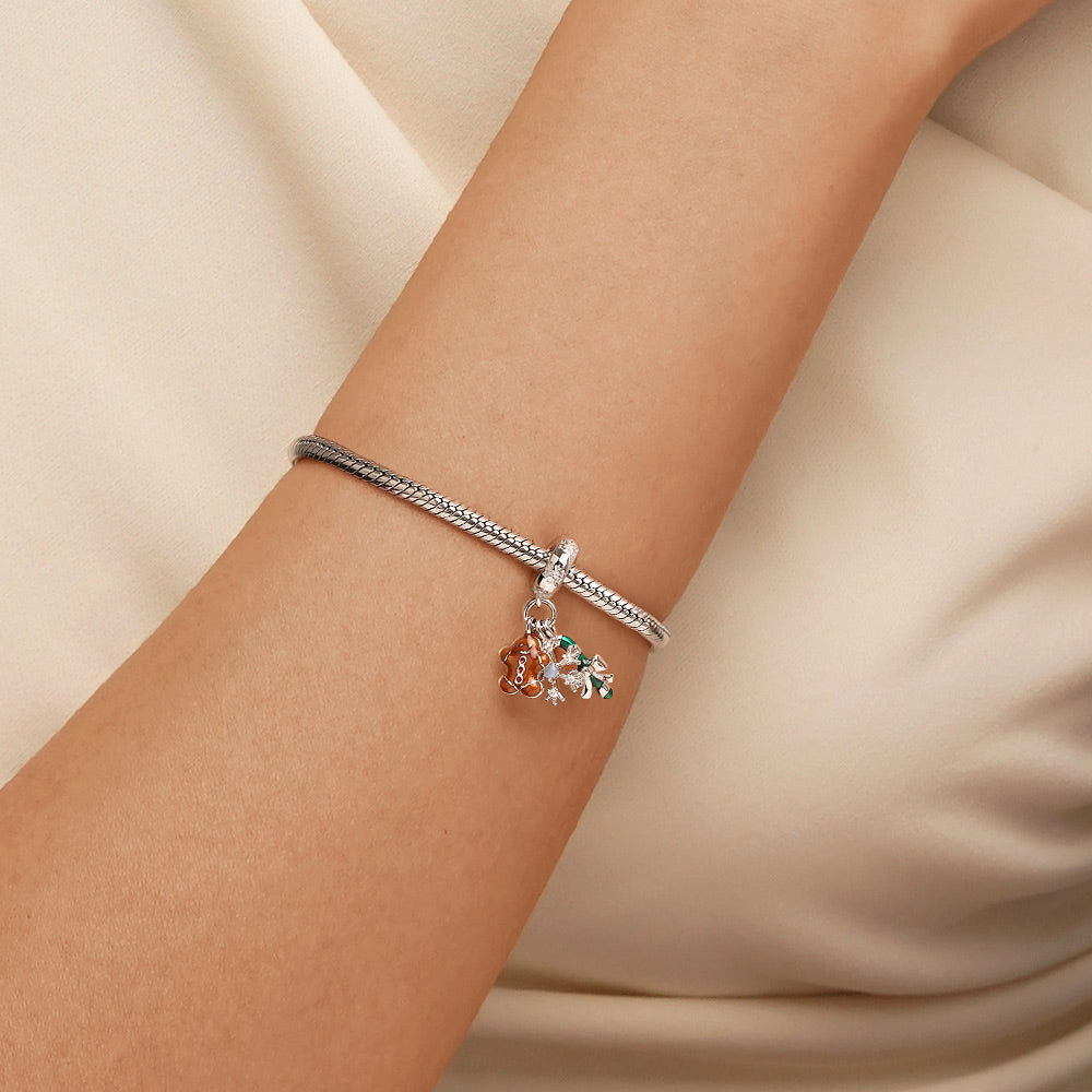 Gnoce Gingerbread Man, Snowflake & Candy Cane Triple Pendant Dangle Charm_5