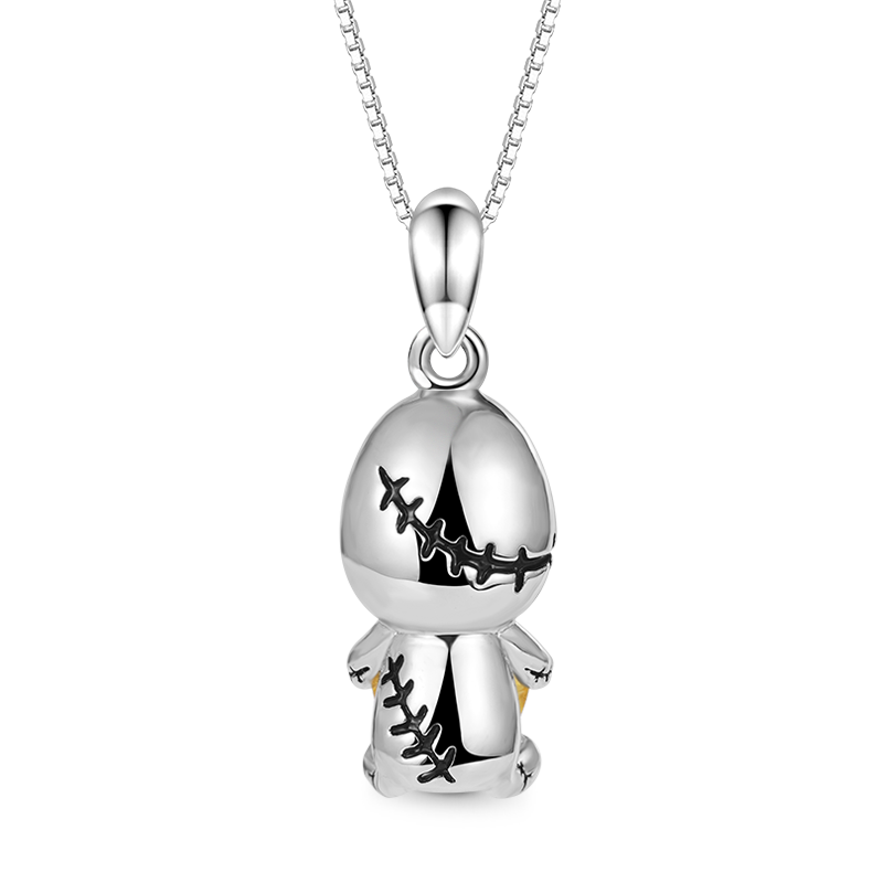 Gnoce Voodoo Doll Embraces Heart Gem Necklace Platinum-plated Silver Blend_2