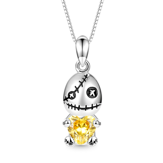 Gnoce Voodoo Doll Embraces Heart Gem Necklace Platinum-plated Silver Blend_1