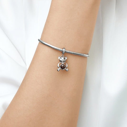 Gnoce Projection Bear Personalized Photo Charm Platinum-plated Silver Blend_4