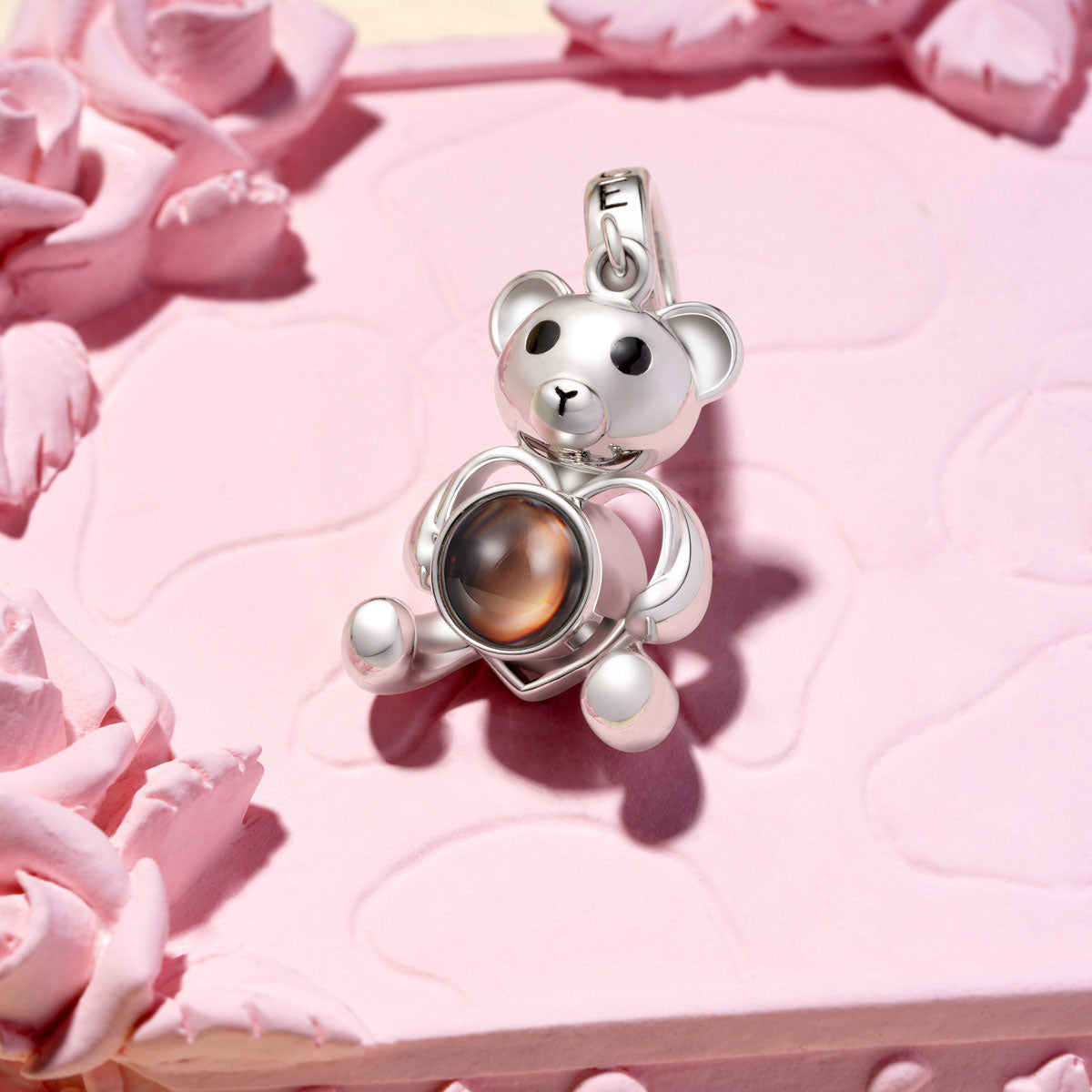 Gnoce Projection Bear Personalized Photo Charm Platinum-plated Silver Blend_2
