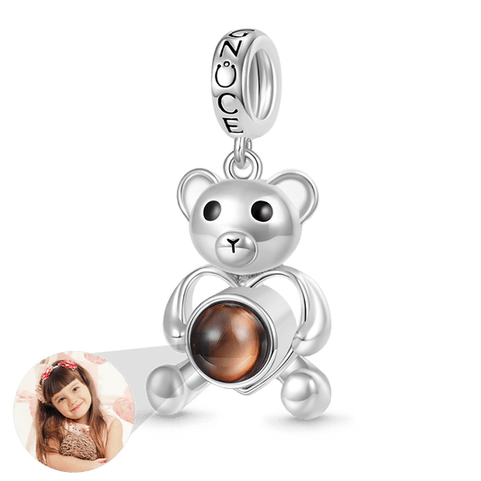 Gnoce Projection Bear Personalized Photo Charm Platinum-plated Silver Blend_1