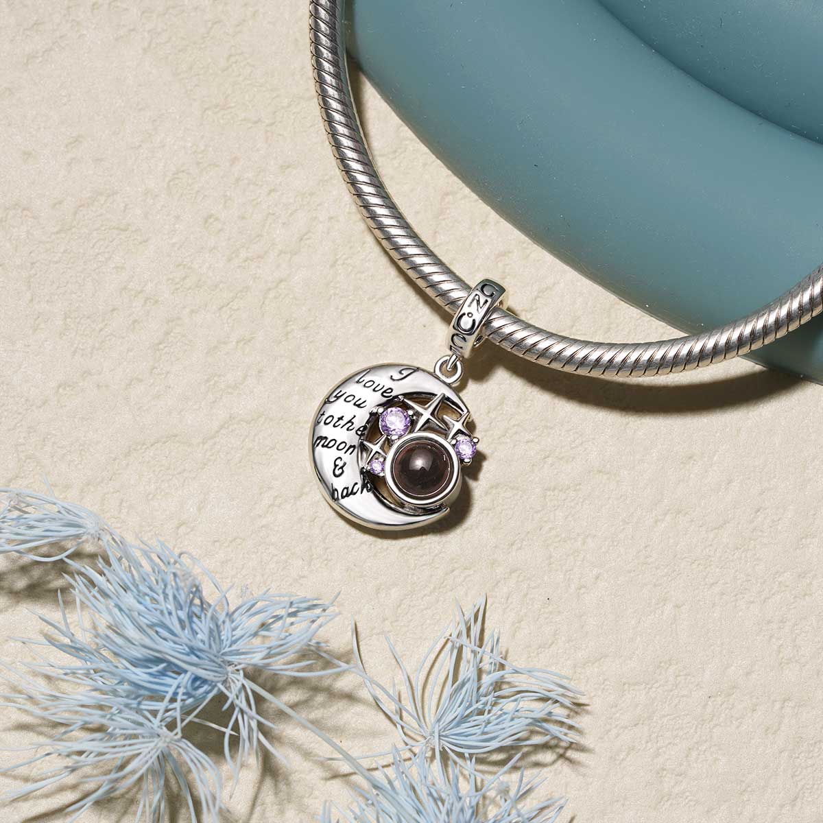 Gnoce Projection Moon & Star Photo Charm Platinum-plated Silver Blend_5