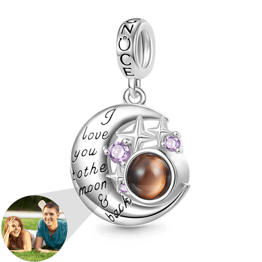 Gnoce Projection Moon & Star Photo Charm Platinum-plated Silver Blend_1