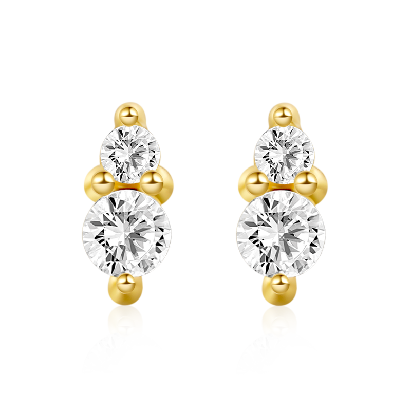Gnoce Two Round Stone Stud Earrings_1