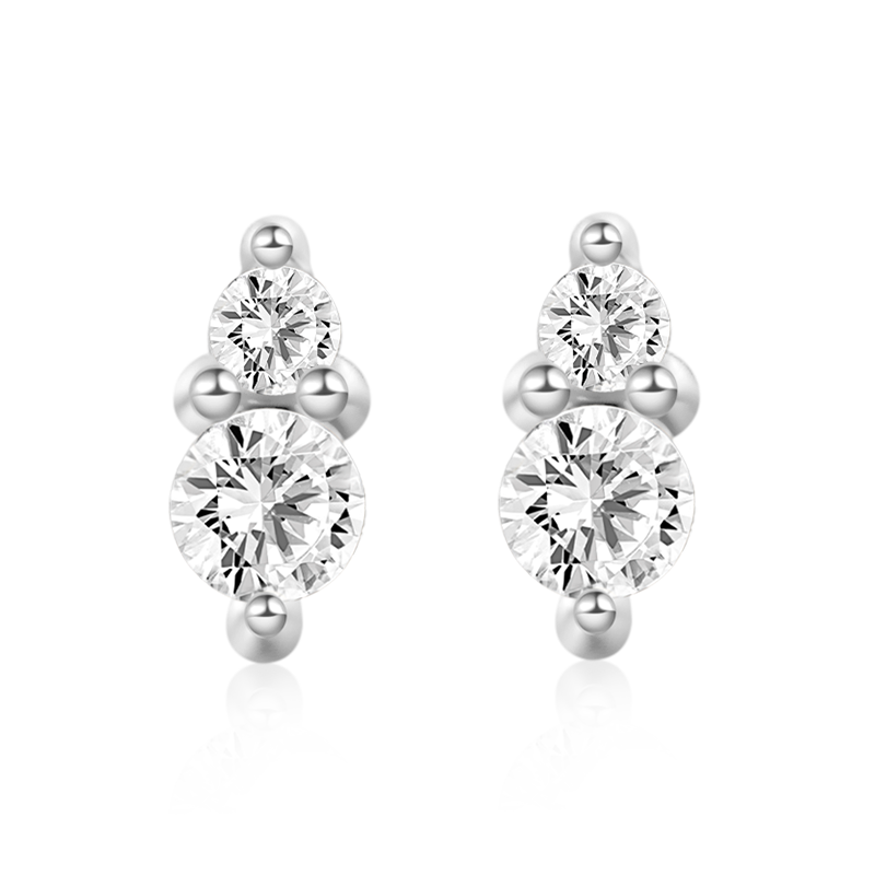 Gnoce Two Round Stone Stud Earrings_2