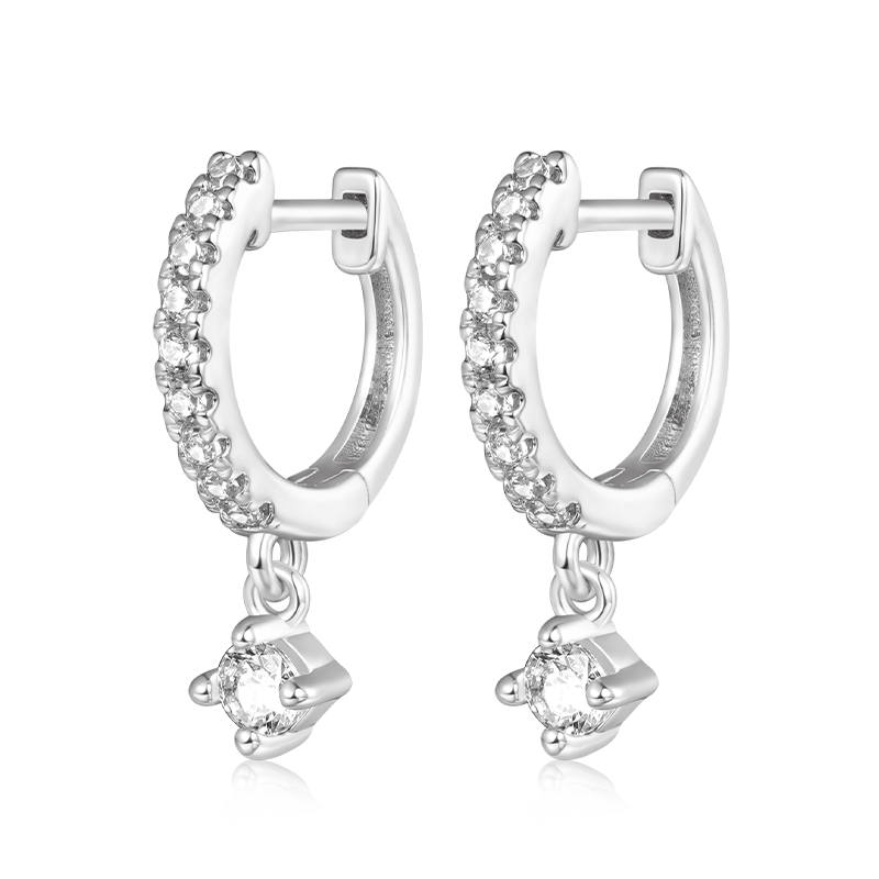 Gnoce Diamond Dangle Huggie Earrings_2