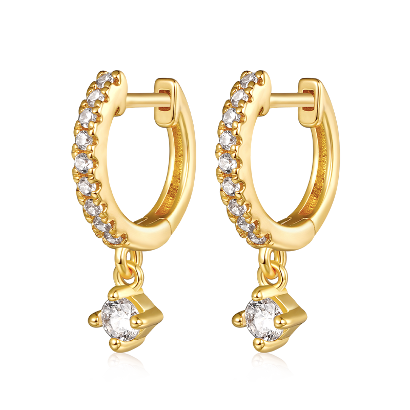 Gnoce Diamond Dangle Huggie Earrings_1