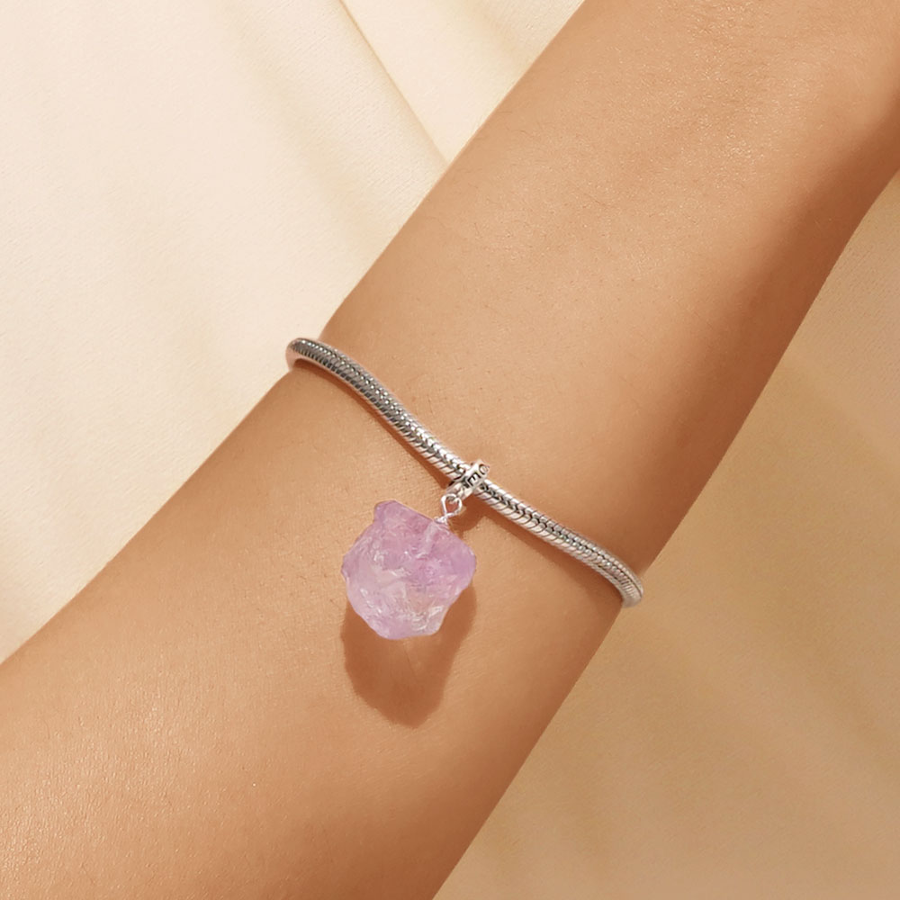 Gnoce Amethyst Raw Stone Pendant Dangle Charm_7