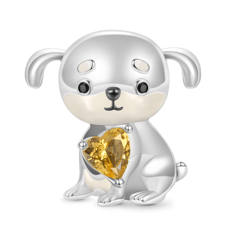 Gnoce Lovely Dog Embraces Heart Gem Charm Platinum-plated Silver Blend_1