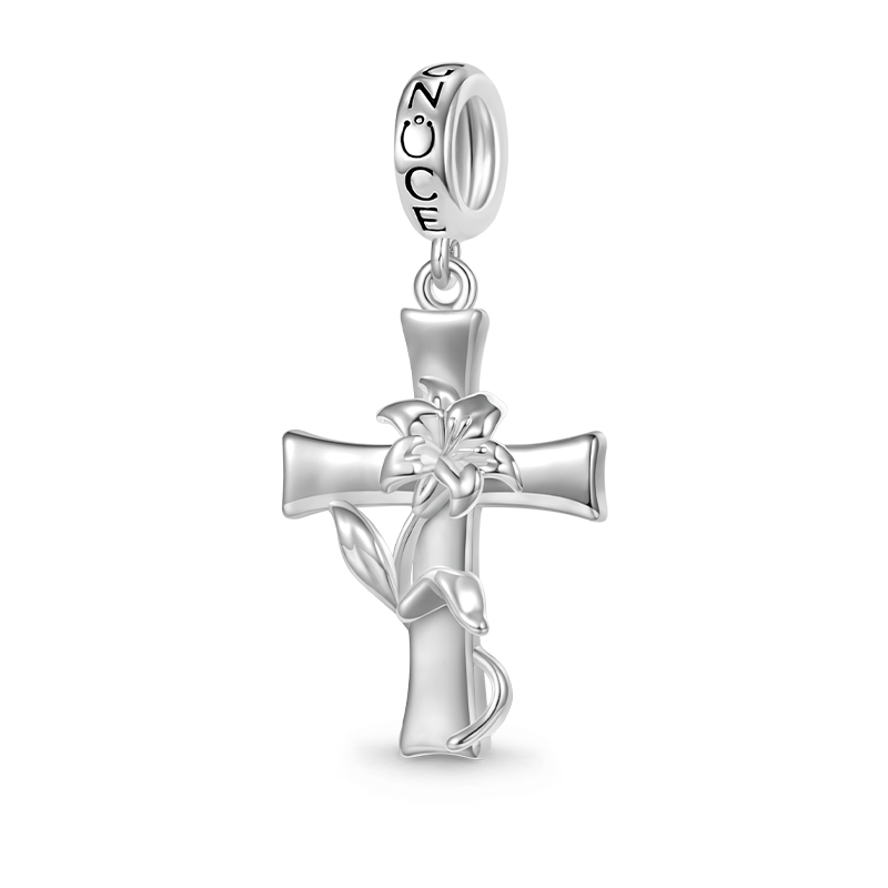 Gnoce Easter Lily Cross Pendant Dangle Charm_1