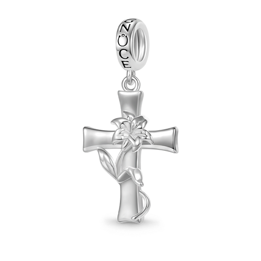 Gnoce Easter Lily Cross Pendant Dangle Charm_1