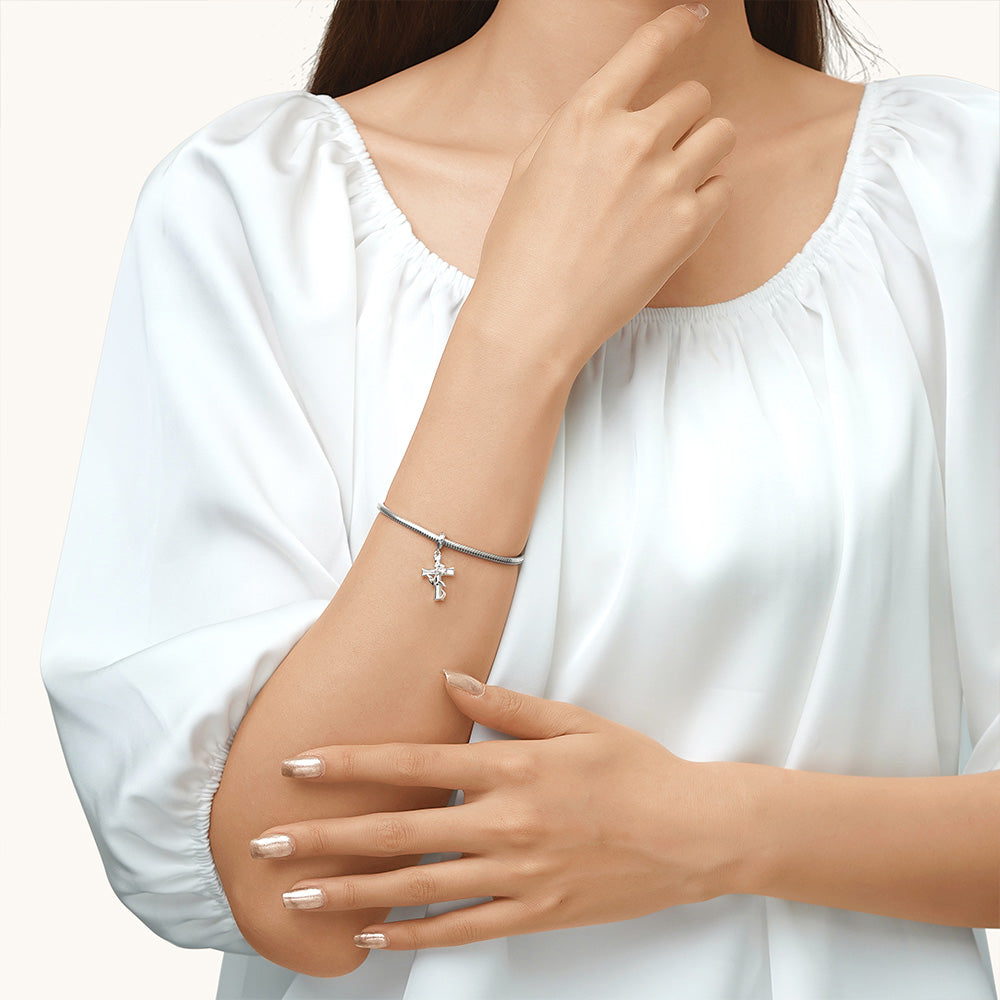 Gnoce Easter Lily Cross Pendant Dangle Charm_4