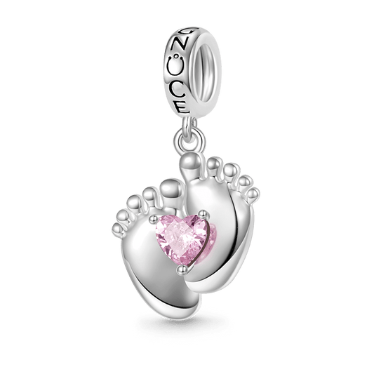 Gnoce Engravable Baby Feet Pendant Dangle Charm_1