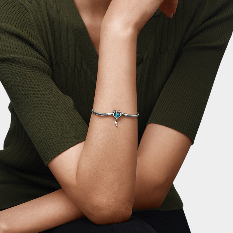 Gnoce Heart Lock with Feather Basic Snake Chain Bracelet_4