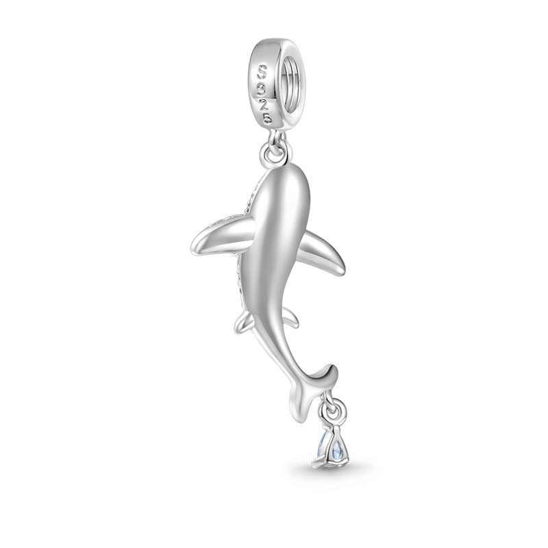Gnoce Sparkling Shark Charm Platinum-plated Silver Blend_2