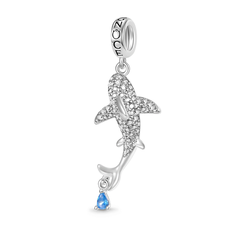 Gnoce Sparkling Shark Charm Platinum-plated Silver Blend_1