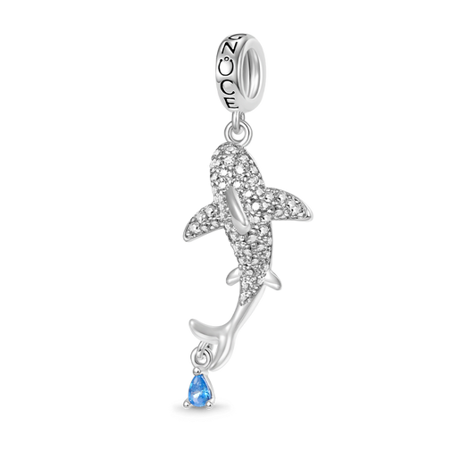 Gnoce Sparkling Shark Charm Platinum-plated Silver Blend_1