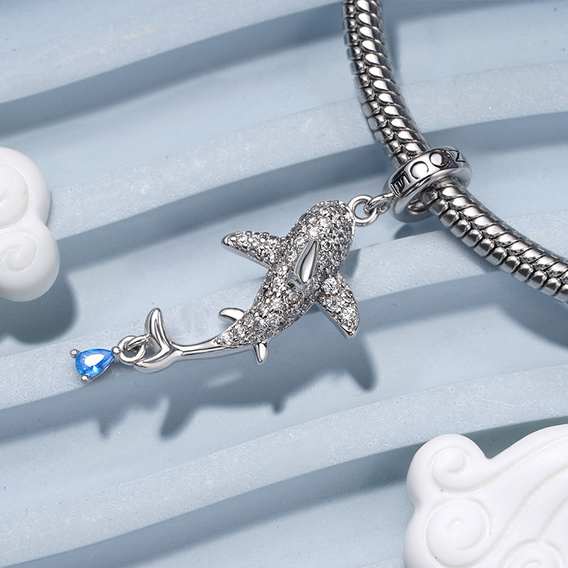 Gnoce Sparkling Shark Charm Platinum-plated Silver Blend_3