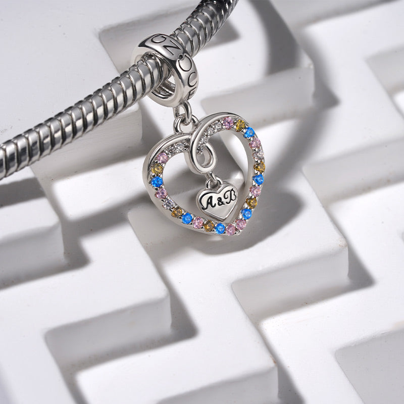 Gnoce Colorful Heart Engravable Pendant Dangle Charm_4