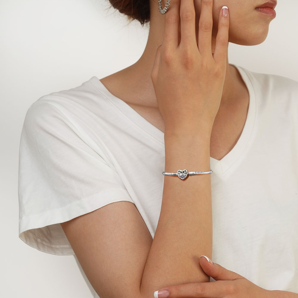 Gnoce Heart Butterfly Engravable Snake Chain Bracelet_4