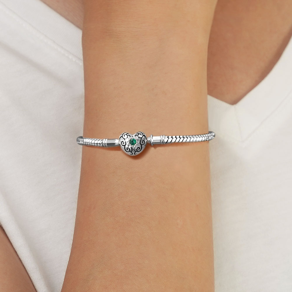 Gnoce Symbol Love Lock Basic Snake Chain Bracelet_5