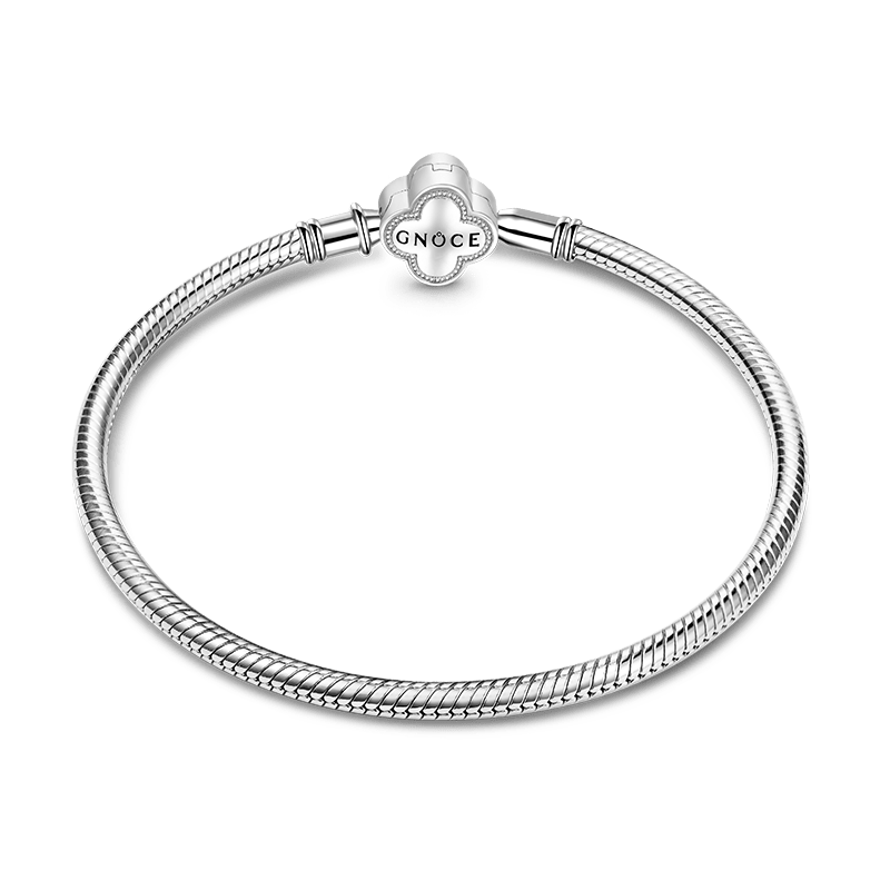 Gnoce Pomegranate Clover Snake Chain Bracelet Platinum-plated Silver Blend_2