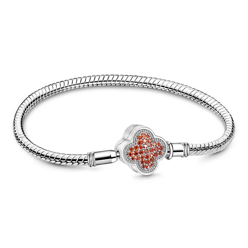Gnoce Pomegranate Clover Snake Chain Bracelet Platinum-plated Silver Blend_1