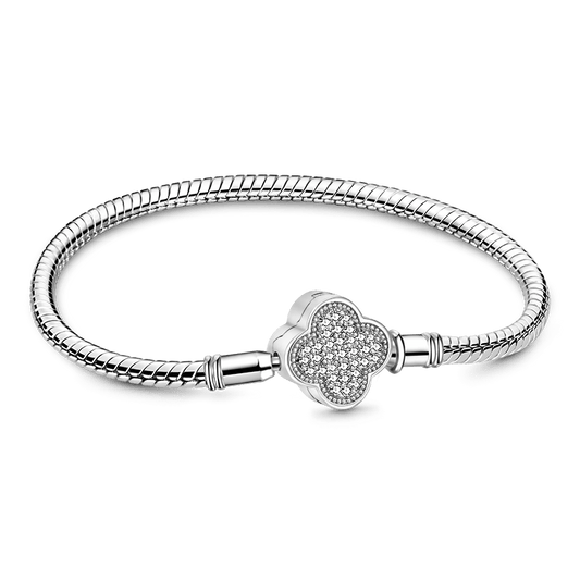 Gnoce Sparkling Lucky Clover Basic Snake Chain Bracelet_1