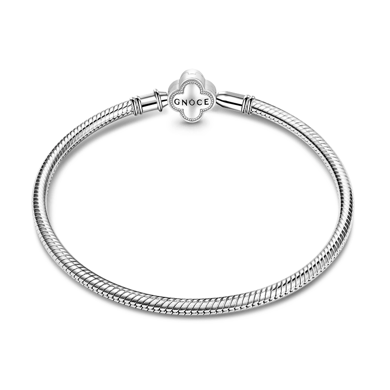 Gnoce Sparkling Lucky Clover Basic Snake Chain Bracelet_2