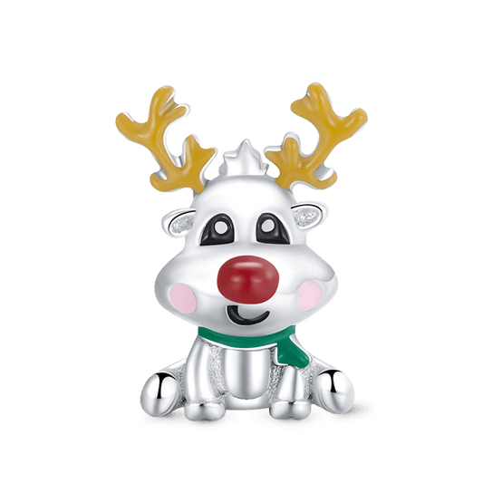 Cute Christmas Reindeer Charm Bead 925 Sterling Silver_1