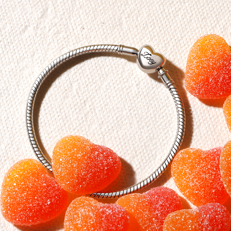 Gnoce Heart Engravable Basic Snake Chain Bracelet_3