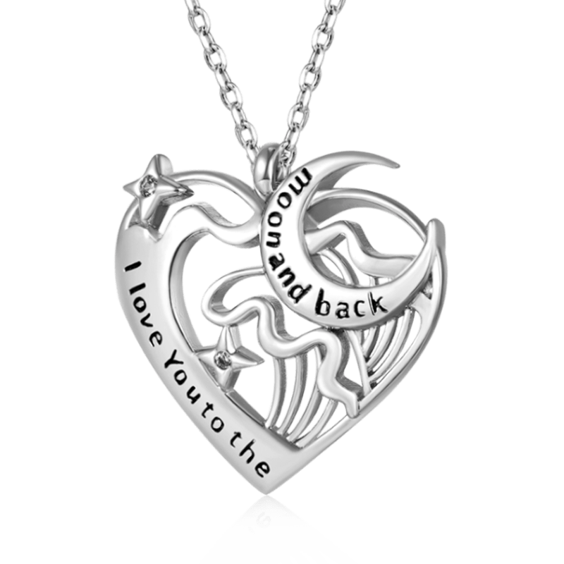 Gnoce Love Heart Moon Necklace Platinum-plated Silver Blend_1