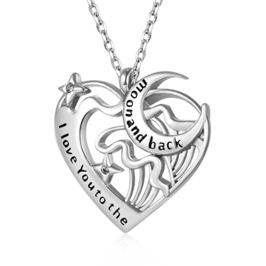Gnoce Love Heart Moon Necklace Platinum-plated Silver Blend_1