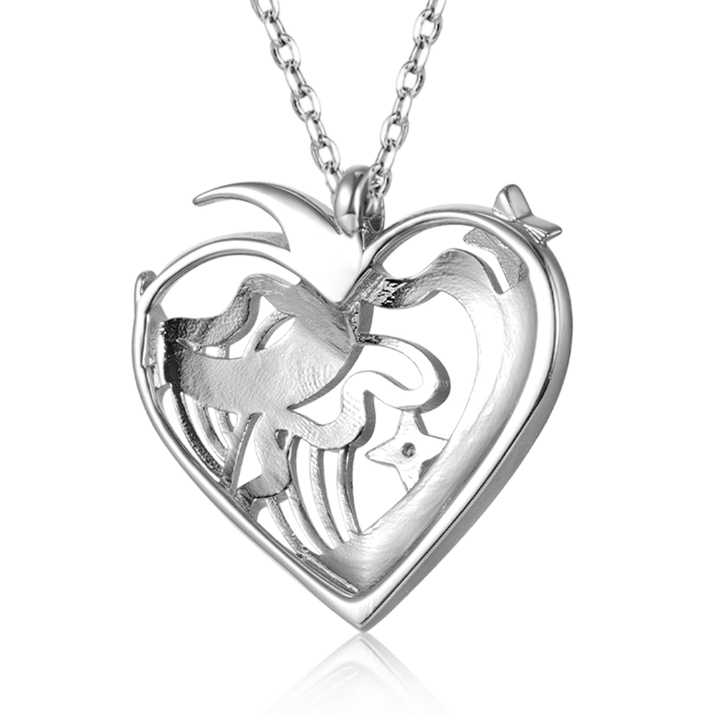 Gnoce Love Heart Moon Necklace Platinum-plated Silver Blend_2