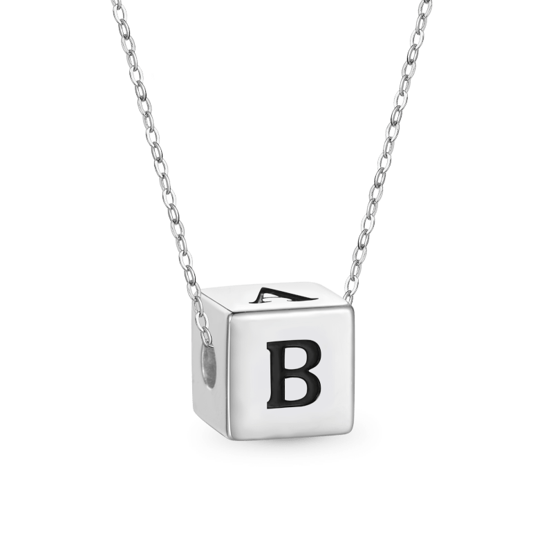 Gnoce Engravable Four-sided Letter Cube Necklace_2
