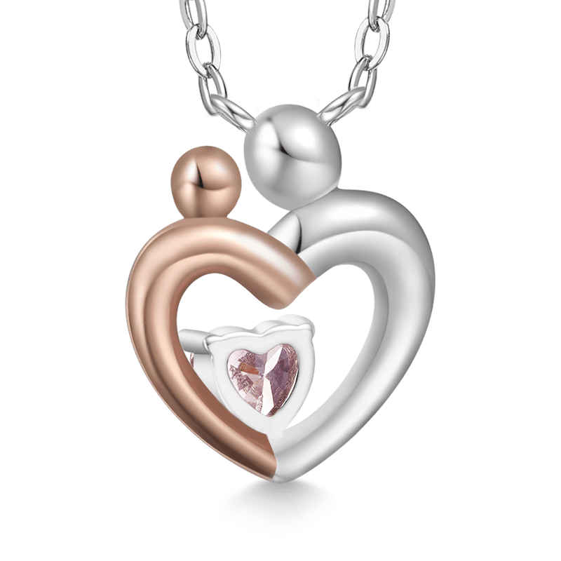 Gnoce Mother Child Hugging Birthstone Necklace_3