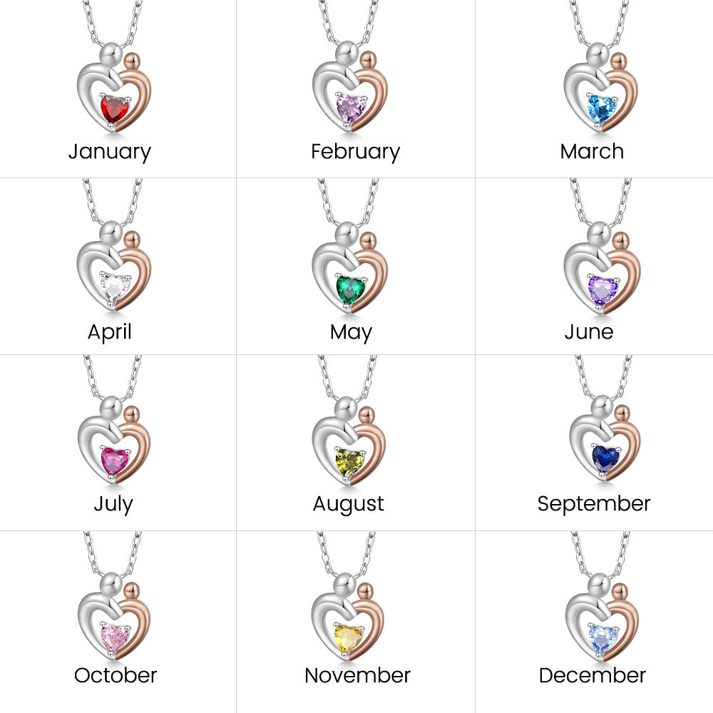 Gnoce Mother Child Hugging Birthstone Necklace_7