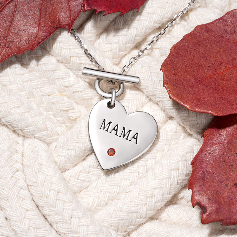 Gnoce Birthstone Heart MAMA Necklace_3