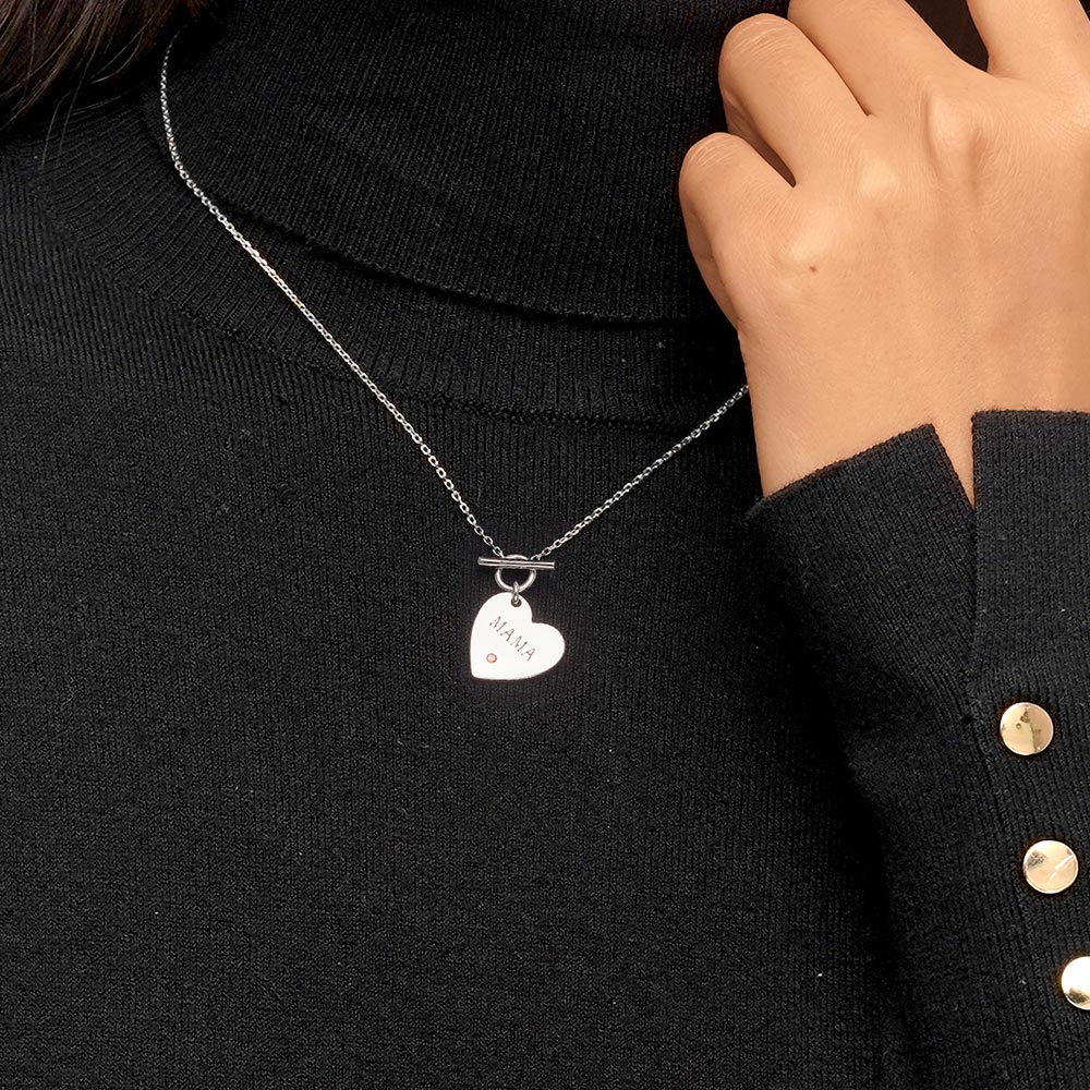Gnoce Birthstone Heart MAMA Necklace_5