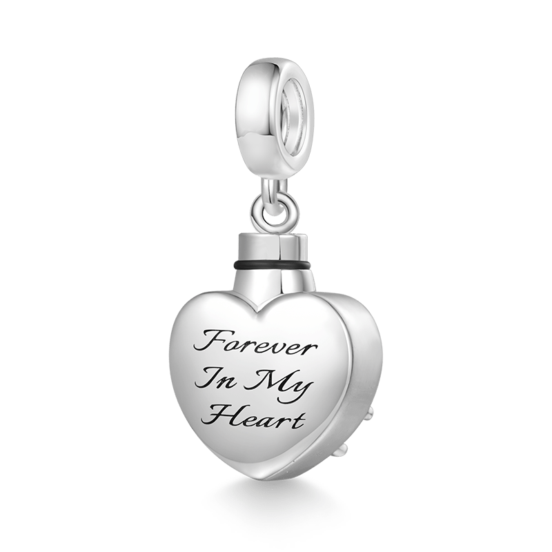 Gnoce Heart Memorial Urn Ashes Charm Platinum-plated Silver Blend_3